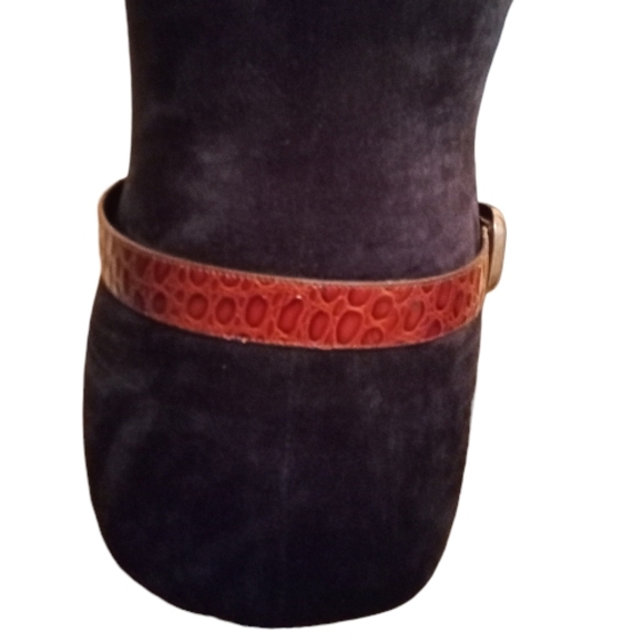 Omega Vintage 80's USA Made Brown Leather Crocodile Pattern Belt Size Large! - Picture 3 of 10